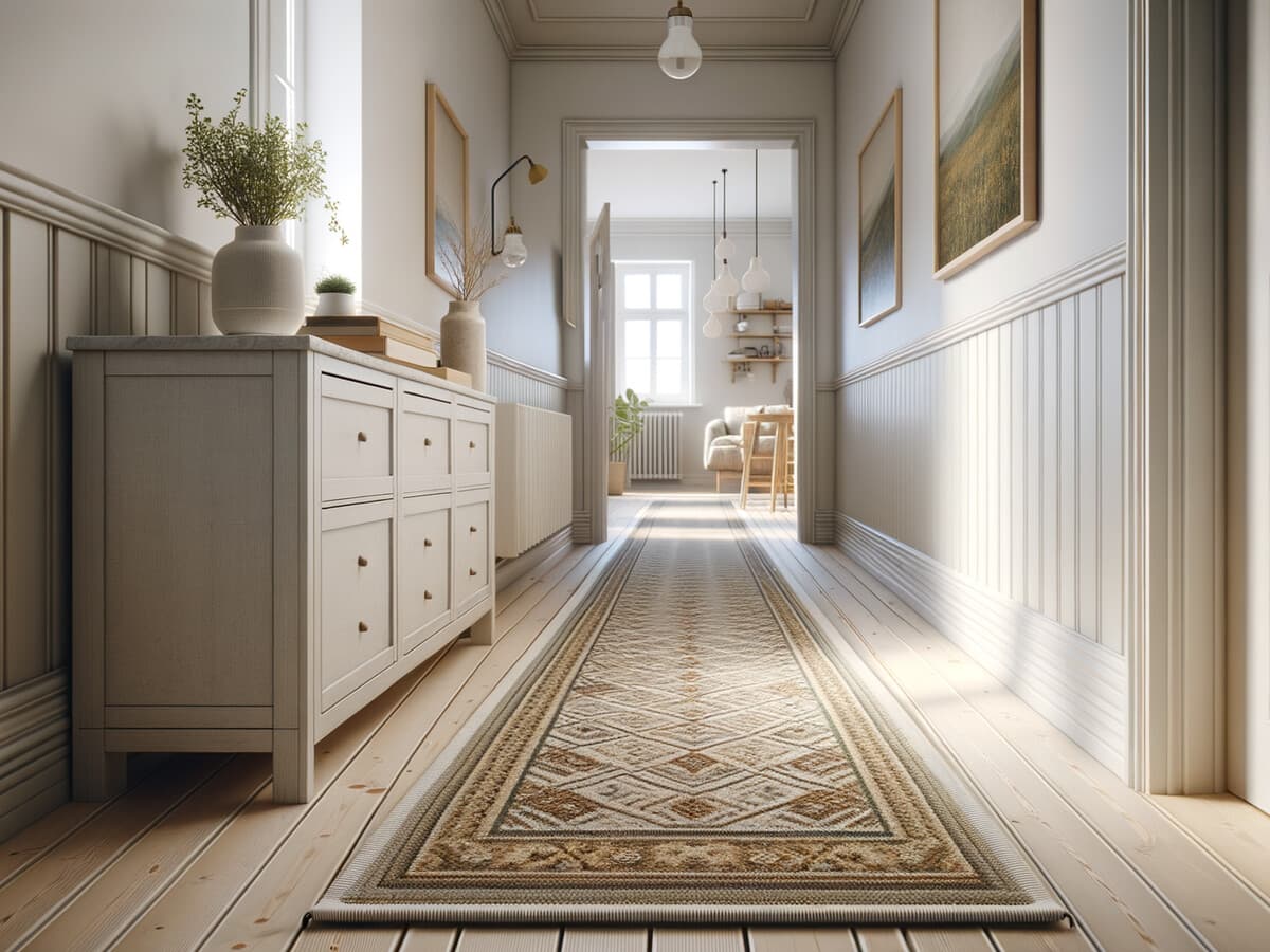 Rätt material i hallen — polypropen löpare med halkskydd istället för shaggy matta